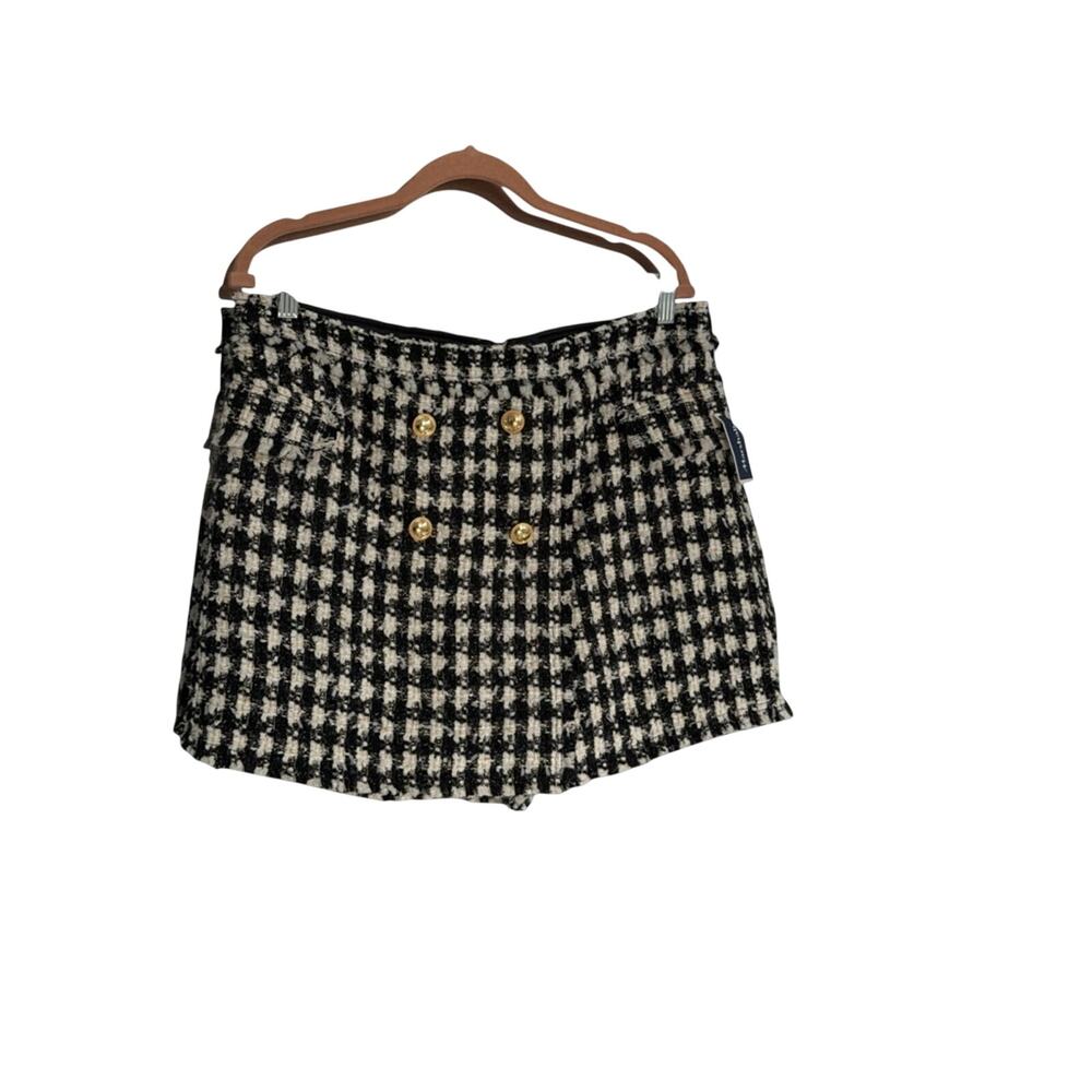 House of Harlow Wool Black/White Tweed Mini Skort Womens| L